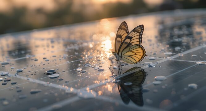 Butterfly on Solar Panel