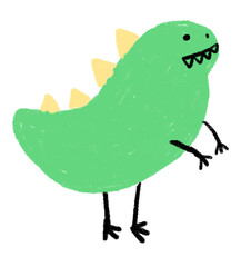Cute Hand-Drawn Green Dinosaur Character Illustration