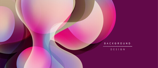 Abstract fluid shapes overlap, creating vibrant pinks, purples, browns. Modern design with gradient effects, suitable for backgrounds.