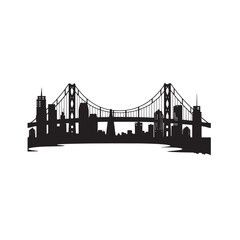 cityscape with bridge silhouette vector illustration 