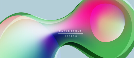 Abstract flowing shapes, vibrant colors blend. Modern design, smooth gradients create dynamic visual effect. Background features infinity symbol.