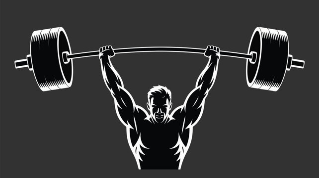 Strong man lifting heavy barbell overhead in powerlifting competition, showcasing strength, fitness and determination for sports and gym promotions