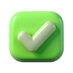 3D Green Check Mark Icon Isolated