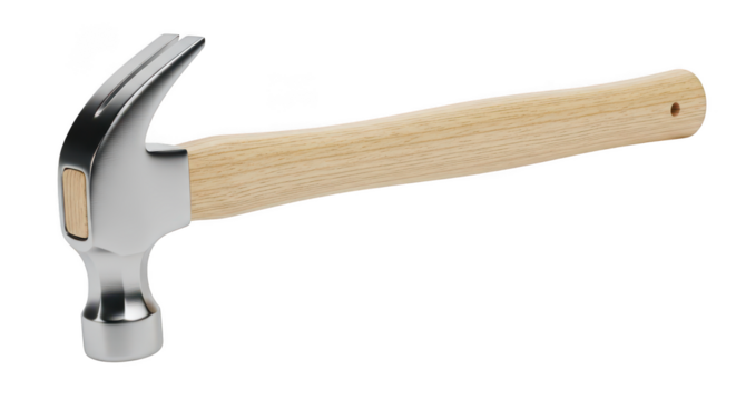 Claw Hammer With Wooden Handle Isolated On Black Background