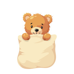 Little bear under blanket warm illustration flat design