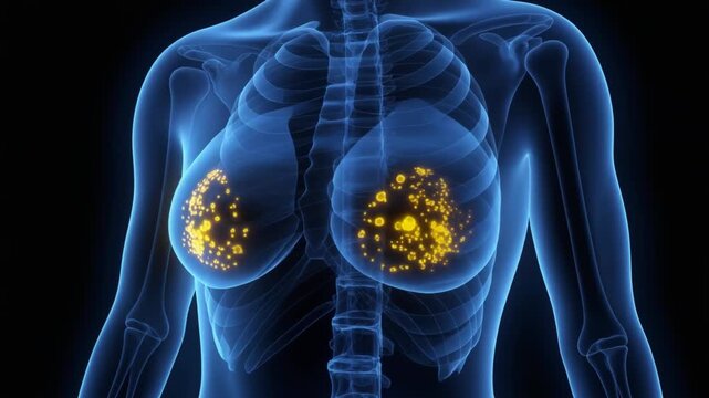 Breast Cancer Awareness Animated XRay View of Tumors in Female Anatomy