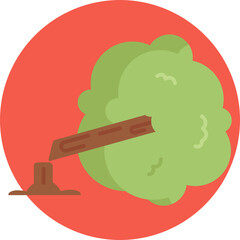 A tree cut down, showing a flat stump and fallen trunk.