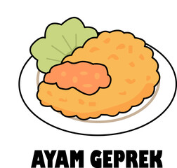 Ayam Geprek Indonesian Fried Chicken Illustration