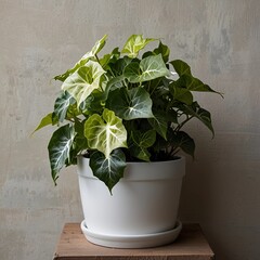 White Pot English Ivy Variegated &ndash; Natural Air Purifier Plant