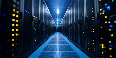 Information technology, safety, and 3D abstract lock in a server environment. A focus on data protection, cloud computing, and secure communication for the digital era, Generative AI