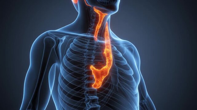 Esophagus and Trachea Anatomy Medical Animation of Human Upper Chest and Neck