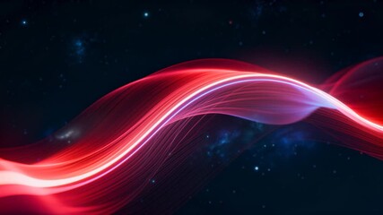 glowing abstract red ribbon motion forming subtly in dark space - Powered by Adobe