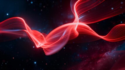 glowing abstract red ribbon motion forming subtly in dark space - Powered by Adobe