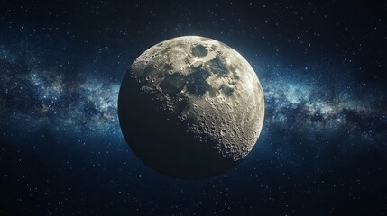 Moon, ground, and earth view in space for scientific research, astronomy, and planetary exploration. A striking image capturing the vastness of the universe and the beauty of space, Generative AI