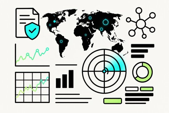 Global strategy visualization incorporating data analytics, geographic mapping, and emerging technology trends for informed decision-making in a digital landscape
