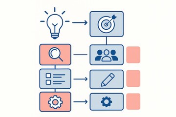 Innovative workflow illustration depicting a seamless process from idea generation to execution with an emphasis on collaboration and technology integration captured with clarity