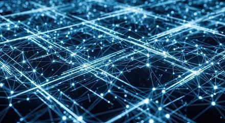 Futuristic network connections glowing bright blue for innovative tech solutions, data analysis and digital transformation in the modern age of connectivity