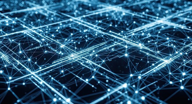 Futuristic network connections glowing bright blue for innovative tech solutions, data analysis and digital transformation in the modern age of connectivity - Powered by Adobe