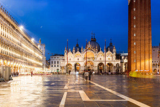 St Mark's cathedral at night, Venice, Italy