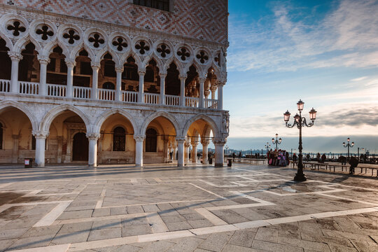 Doge's palace at sunrise, Venice, Italy