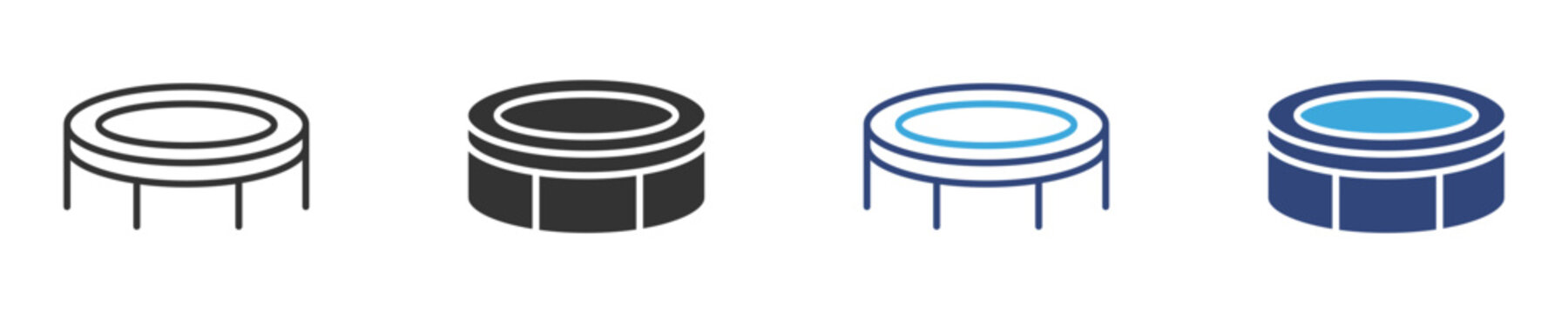 Trampoline icon set,  symbolizes Bounce, Fun, and Physical Exercise , vector illustration .