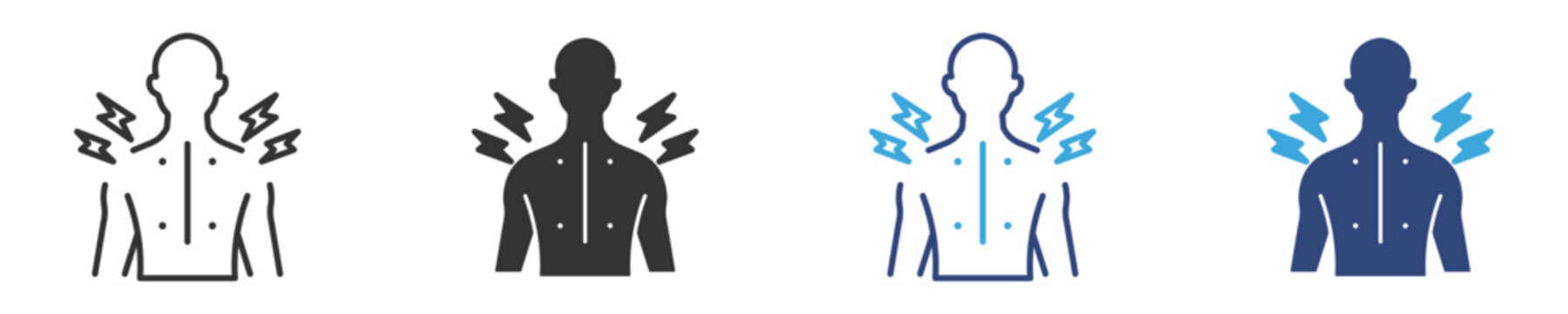 Muscle pain icon set, symbolizes Muscle Soreness and Physical Discomfort , vector illustration .