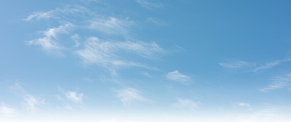Summer blue sky cloud gradient light white background. Beauty clear cloudy in sunshine calm bright winter air bacground. Gloomy spring cyan landscape nature day horizon skyline view space