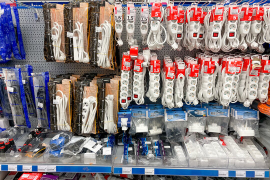 Bar, Montenegro, 25 October 2025, Extension cords equipment in hardware store