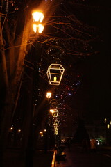Christmas Park in Europe with Festive Lights and Holiday Decorations Magical Winter Atmosphere, Christmas Spirit 