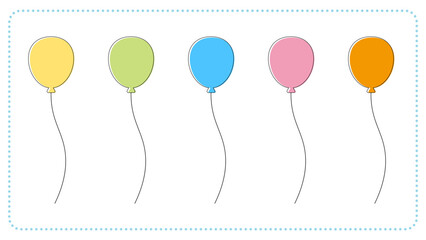 シンプルでカラフルなフチ有りの風船イラスト
Simple and colorful bordered balloon illustration