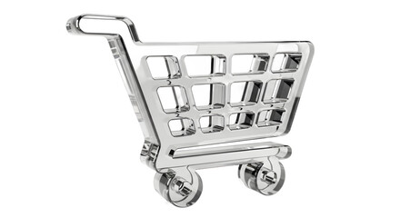 Shopping cart on white background in minimalistic design  