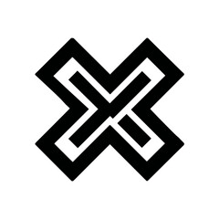 Fototapeta premium Abstract Geometric X Shape Symbol. Modern Black and White Minimalist Design Element for Technology, Business, or Branding