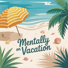 Mentally on Vacation&rdquo; with beach icon