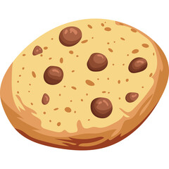 A single chocolate chip cookie isolated on a transparent background in a close up studio shot