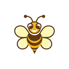 front view of a honey bee illustration logo with beautiful wings spread wide open