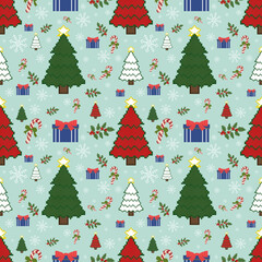 christmas  pixel seamless pattern cool tone