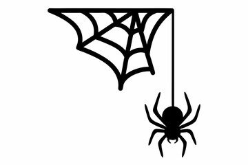 spider web hanging spider silhouette vecto