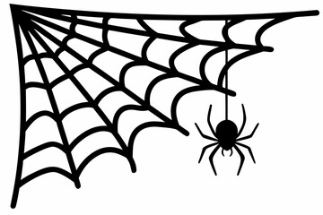 spider web hanging spider silhouette vecto
