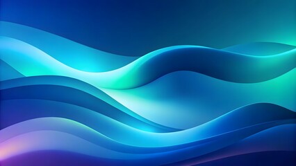 Abstract flowing waves of blue and green light with soft gradients