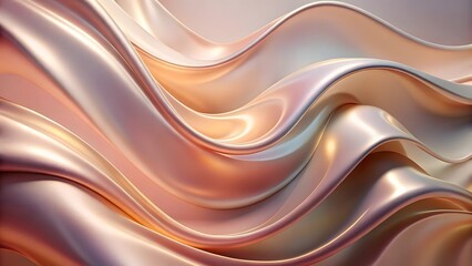 Abstract flowing waves of iridescent metallic fabric with warm golden light
