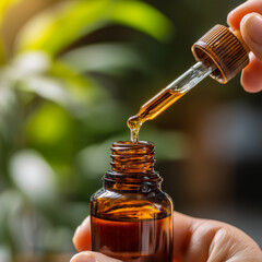 Amber glass dropper bottle for essential oils for aromatherapy, healing, and natural wellness