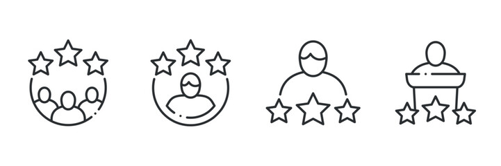 Set of icons representing leadership and ratings with star symbols