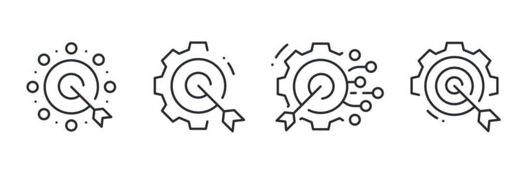 Black and white target icons with arrows hitting the bullseye