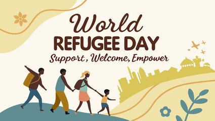 World Refugee Day with Family Illustration Representing Support, Welcome, and Empowerment