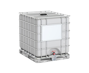 Industrial Liquid Container: A sturdy industrial liquid container, designed for the safe storage and transport of fluids, showcased against a neutral backdrop.