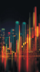 Skyline tall building rising graph market chart design.