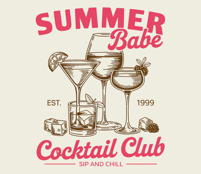 Espresso martini cocktail poster and t-shirt vector design with hand-drawn engraving style, retro typography, and summer drink theme for party or bar label graphics.