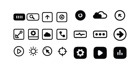 Digital Interface & App UI Icons Pack | Web, Mobile, Dashboard, and Settings Vector Set | Minimal Line & Solid Style