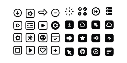 Digital Interface & App UI Icons Pack | Web, Mobile, Dashboard, and Settings Vector Set | Minimal Line & Solid Style