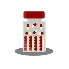 Medicine capsule bottle on transparent background. Clean medical concept. Modern pharmaceutical container. Minimal health illustration.